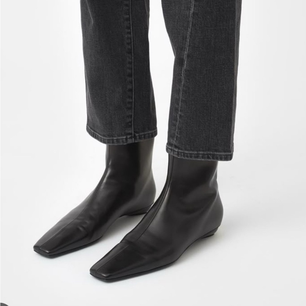 Toteme Sleek Black Leather Booties